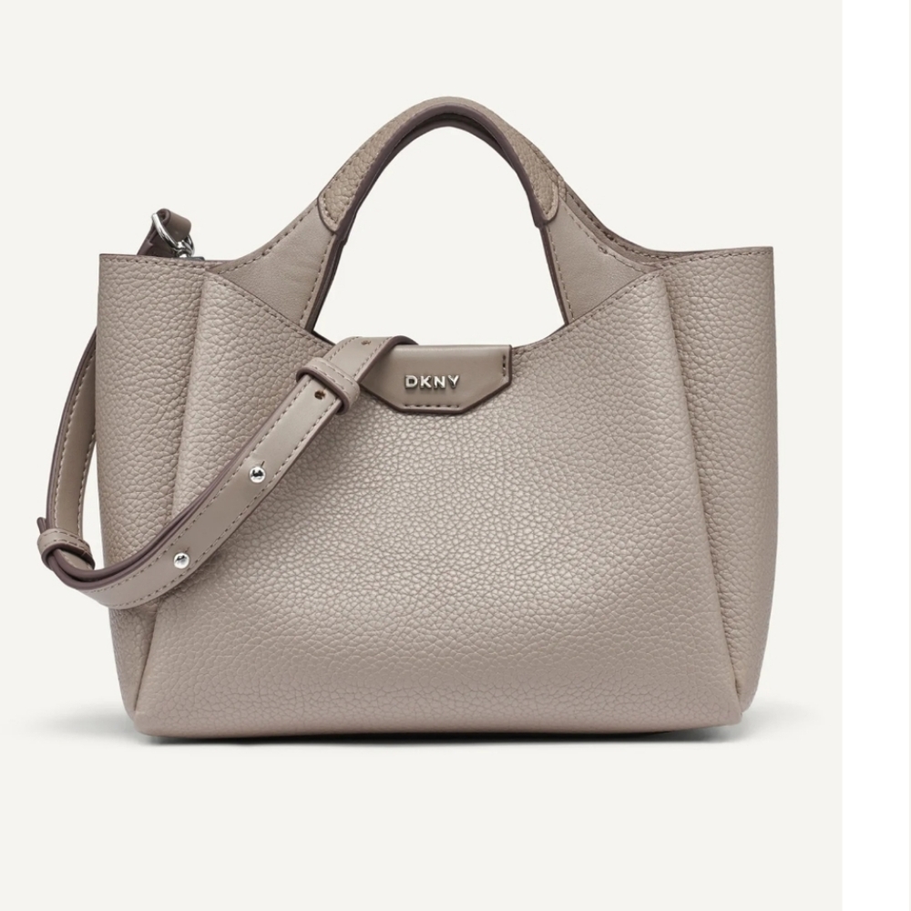DKNY Pebble Leather Satchel in Taupe